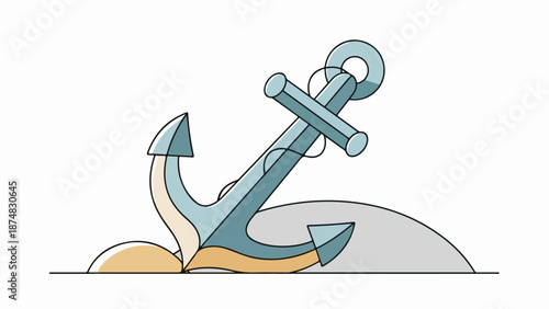 Classic anchor illustration with muted blue-gray hue on light beige background