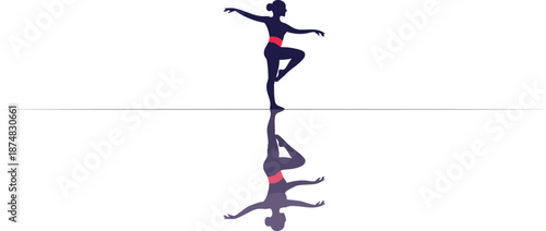 Ballet dancer in pose reflection