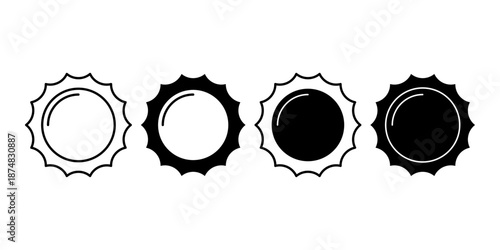 Sun Black Icon Bundle for Weather Energy and Nature Symbols