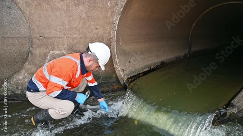 An environmental expert is examining contaminants in water discharged from a treatment plant.
