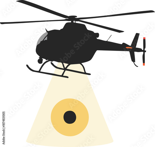 Helicopter with spotlight