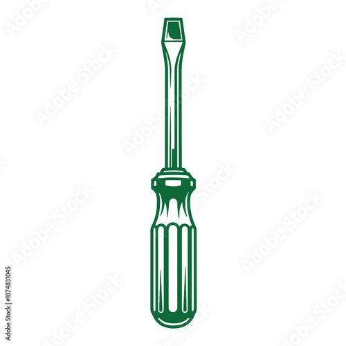 Green screwdriver tool for tightening and loosening screws  handy equipment for various tasks