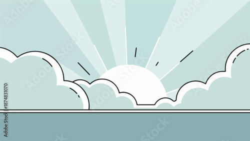 Sunrise or sunset over a still body of water with a gradient sky and reflective surface