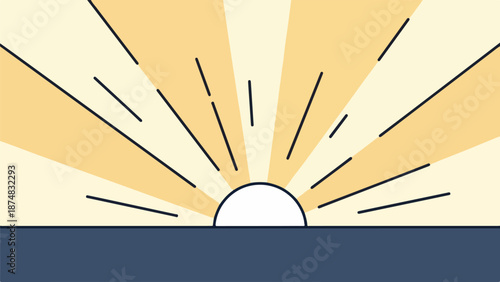 Sunrise or sunset scene with a soft yellow sky transitioning to a muted blue horizon and a centrally placed sun