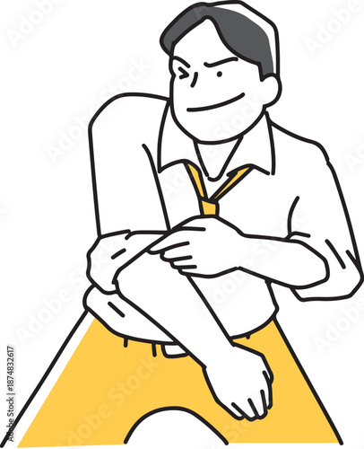 やる気になって腕まくりをする男性社員