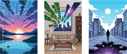 Abstract Nature Room Cityscape Artwork