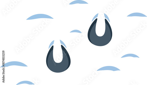 Winter snow background with raindrops