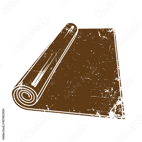 Drawing Vintage Brown rolled up mat with distressed texture  fitness yoga mat