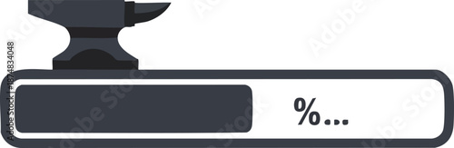 Progress loading with an anvil atop the loading bar