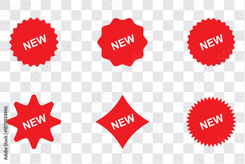 Fresh new product stickers in multiple colors to grab your customer's attention,New badge icon set isolated on white background, vector illustration in different colors