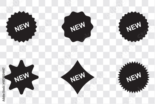 Fresh new product stickers in multiple colors to grab your customer's attention,New badge icon set isolated on white background, vector illustration in different colors