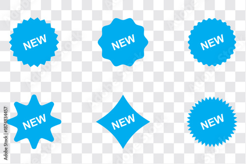 Fresh new product stickers in multiple colors to grab your customer's attention,New badge icon set isolated on white background, vector illustration in different colors