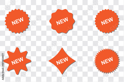 Fresh new product stickers in multiple colors to grab your customer's attention,New badge icon set isolated on white background, vector illustration in different colors