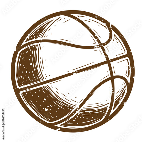 Drawing Vintage Brown sketch of a basketball on white background  sports equipment illustration