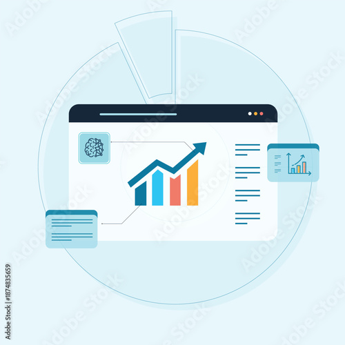 Modern Analyzing artificial intelligence trends and forecasting future business growth through data visualization and market analysis