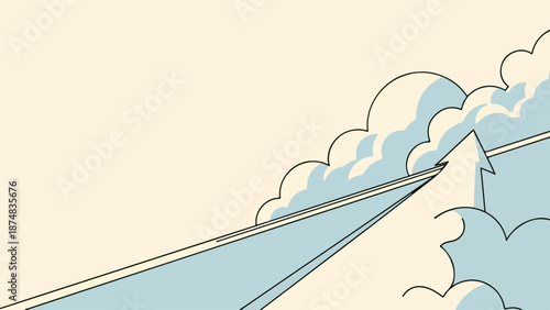 Abstract storm with dark triangular funnel and light blue clouds