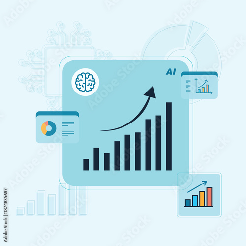 Modern Analyzing artificial intelligence trends and forecasting future business growth through data visualization and market analysis