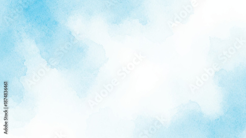 A watercolor background with blue and white clouds