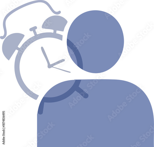 Time management icon with person and clock