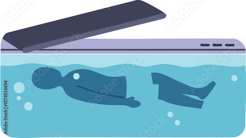 Person relaxing in a floatation tank