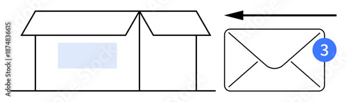 Package delivery system. Package delivery with a box and envelope design emphasizing notification concepts. Package delivery for logistics, notifications, e-commerce, shipping, and communication apps