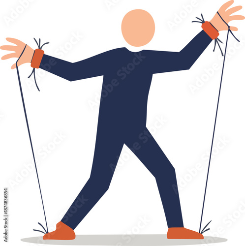 Person with strings attached symbolizing lack of control