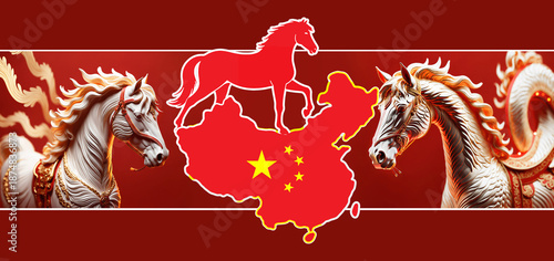 horse and abstract flag col...