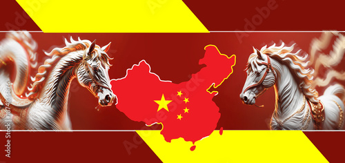 horse and abstract flag col...