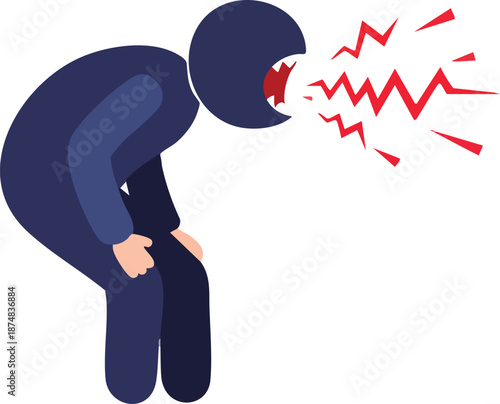 Person shouting in anger cartoon silhouette