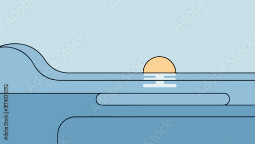 Sunrise or sunset over calm water with a golden sun reflection