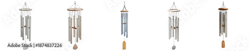 Foto an array of elegant wind chimes, crafted from various materials and designs, ready to create soothing melodic sounds