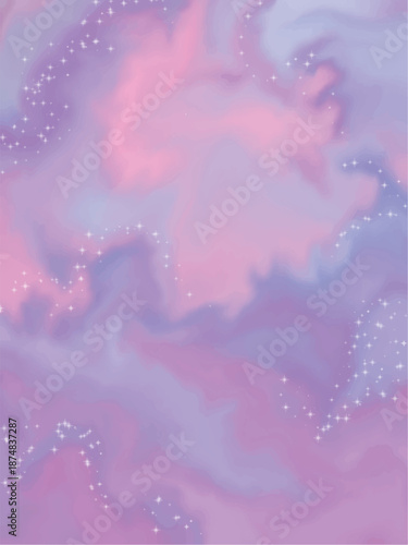 Illustration showing dreamy abstract galaxy background, suitable for fantasy design, posters, and digital art. Created in soft cosmic style, ideal for magical and creative visuals.