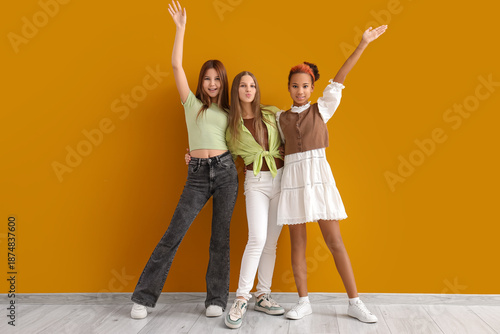Happy teenage girls near or...