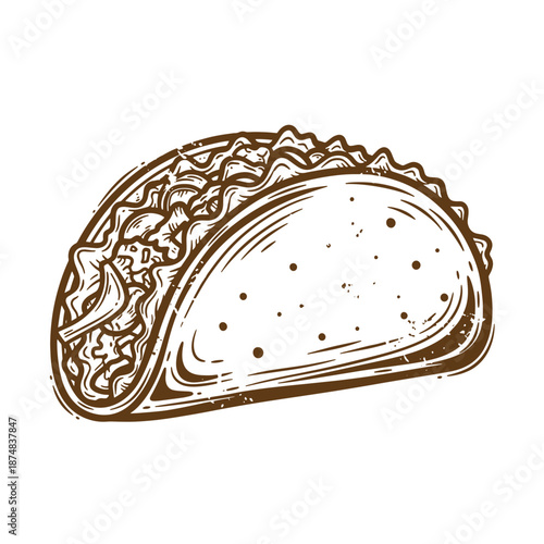 Drawing Vintage taco food mexican cuisine illustration  traditional mexican dish  delicious meal