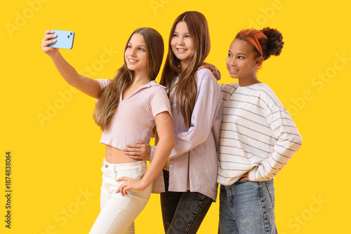 Teenage girls taking selfie...
