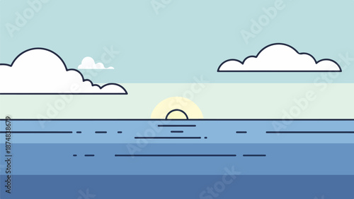 Serene coastal horizon with soft gradient sky and gentle waves