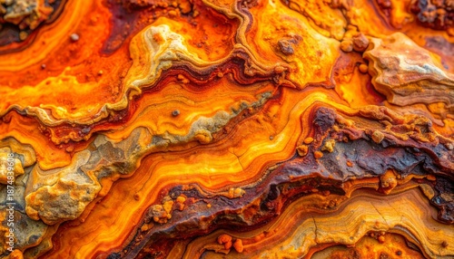 Vibrant orange and yellow abstract rock formation texture.