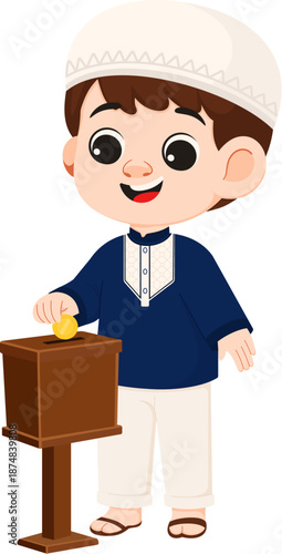 Boy Donating to Charity Box