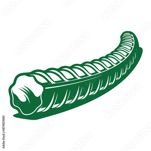 Green illustration of a tamale on a white background