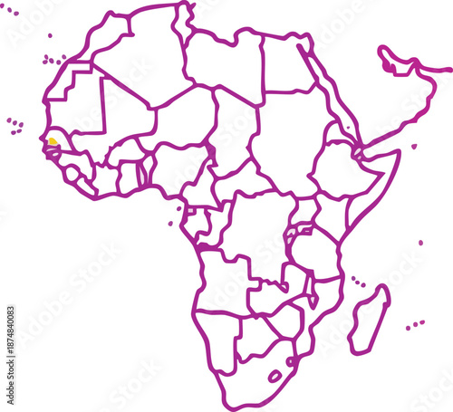 Graphic map of Africa continent with country borders