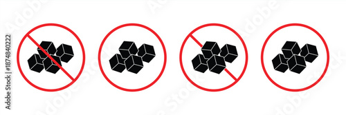 Sugar-free icon set. Forbidden sweet foods. Healthy food. Products for diabetics. Vector illustration