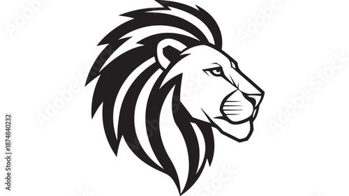 Wallpaper Mural Lion Head Silhouette in Modern Minimalist Style with High Contrast Black and White for Logo Design Torontodigital.ca