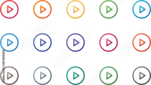 Colorful Vector Graphic Play Button Collection for Digital Media Interface Design
