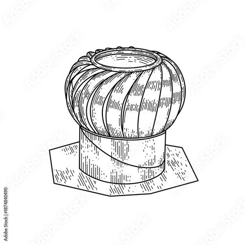 hand drawn turbine ventilator line art vector illustration