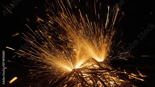 Wallpaper Mural Dynamic Spark Effects with Glowing Particles Against a Dark Background for Visual Impact Torontodigital.ca