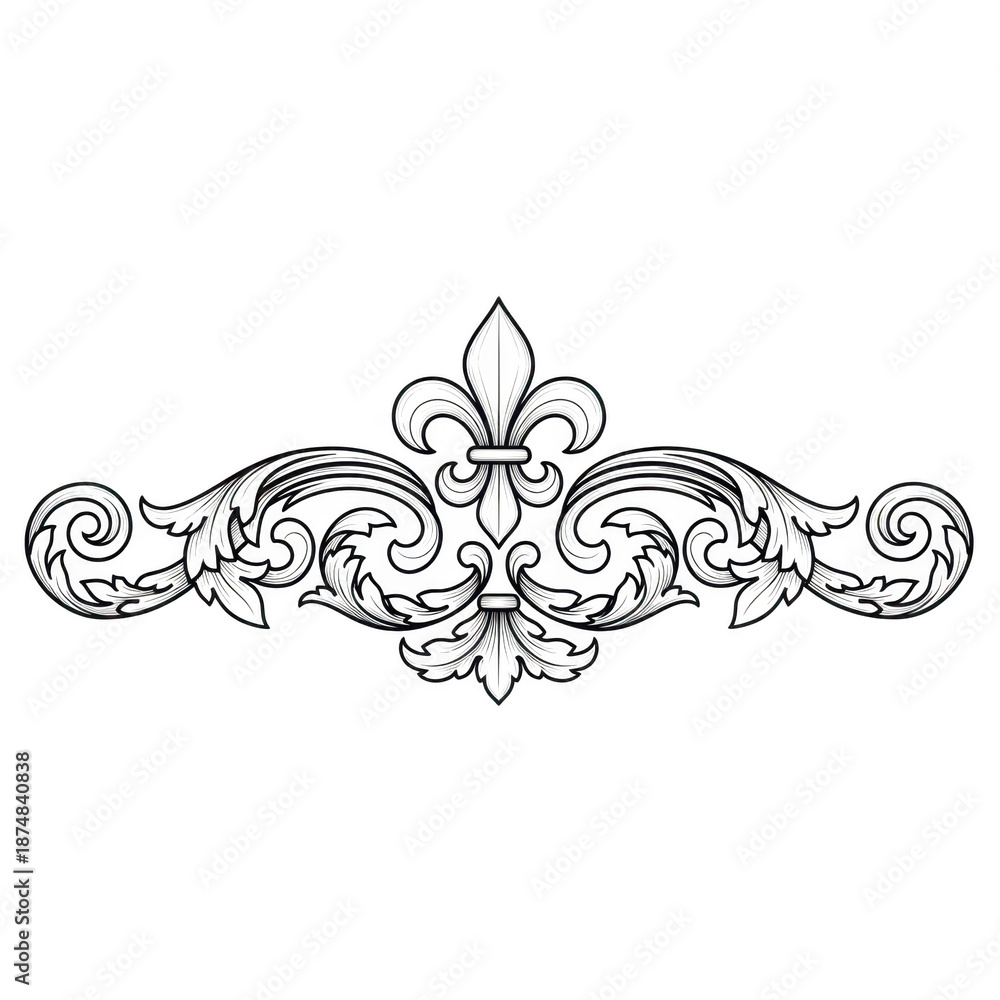 Fototapeta premium Ornate fleur-de-lis design isolated on transparent background