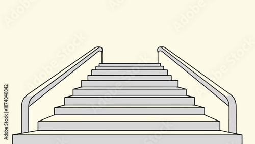 Minimalist staircase with stone or concrete steps and curved handrails