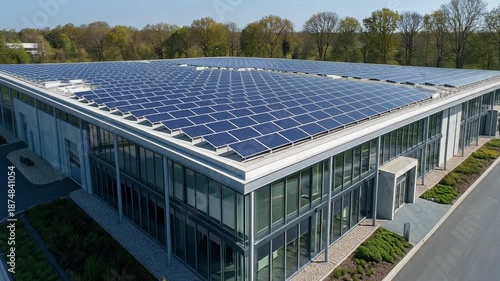 Wallpaper Mural Modern Eco-Friendly Office Building with Solar Panels and Green Landscaping Torontodigital.ca