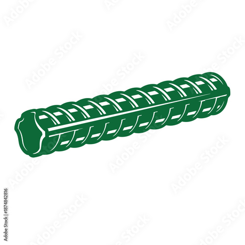 Green rebar steel reinforcement rod with spiral ridges for construction and concrete support