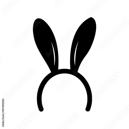 Simple black and white illustration of a bunny ears headband accessory